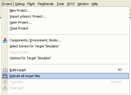 Rebuild on Project Menu