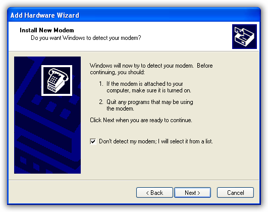 Add Hardware Wizard dialog