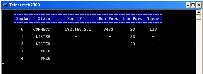 TCP socket status