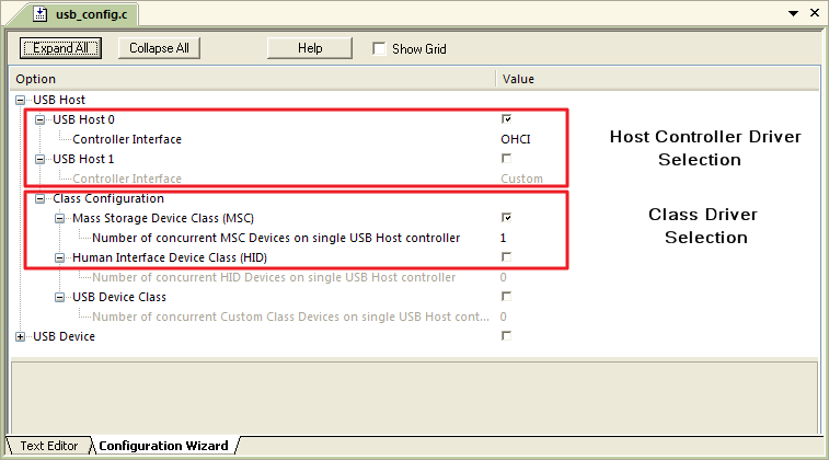 RL-USB Host Configuration Wizard