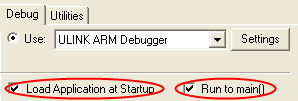 Options for Target — Debug — Use ULINK Selection