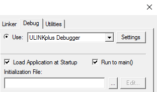 Select ULINKplus as the debugger adapter