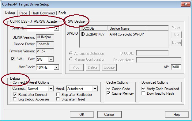 Options for Target - Debug - Use ULINK Selection