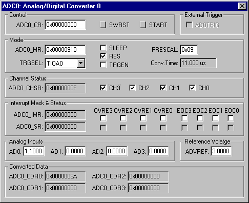 A/D converter 0 Peripheral Dialog