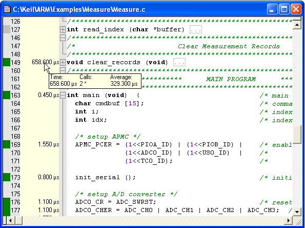 Execution Profiling Showing Execution Time