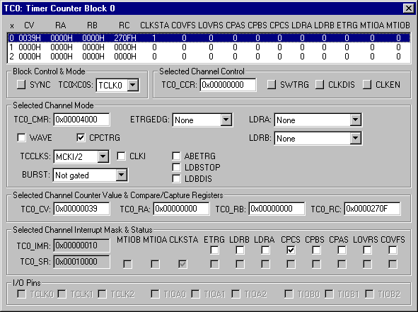 Timer/Counter 0 Peripheral Dialog