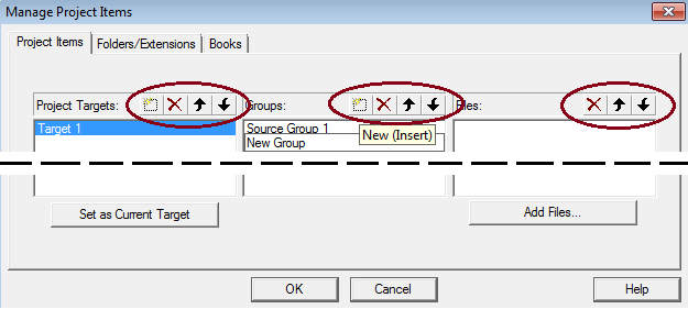 Add targets, groups, files