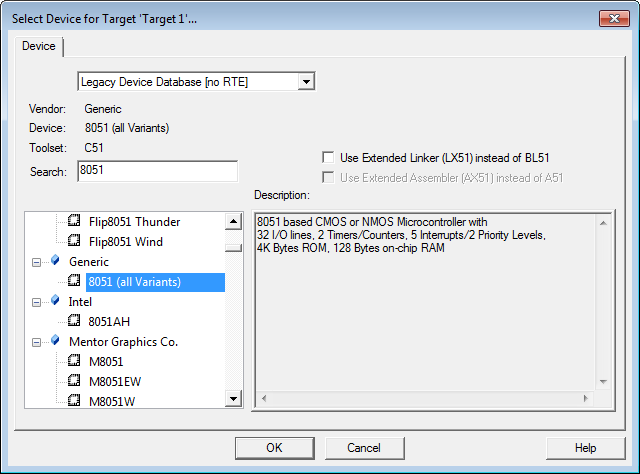 Device Database Dialog