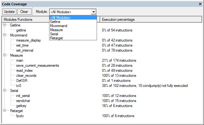 Code Coverage Dialog