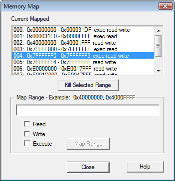 Memory Map Dialog