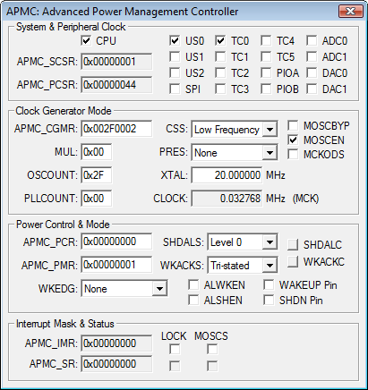 Advanced Power Management Controller Peripheral Dialog