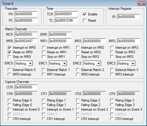 Timer/Counter 0 Peripheral Dialog