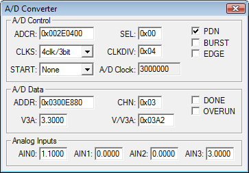A/D converter 0 Peripheral Dialog