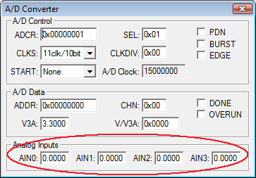 A/D Converter Peripheral Dialog