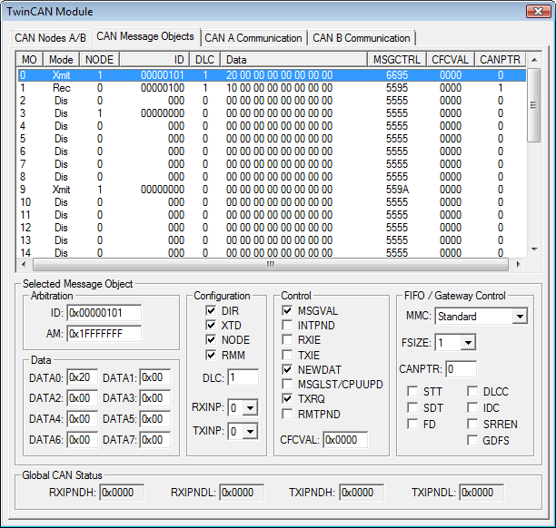 Typical CAN Channels Peripheral Dialog