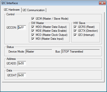 I²C Hardware Peripheral Dialog