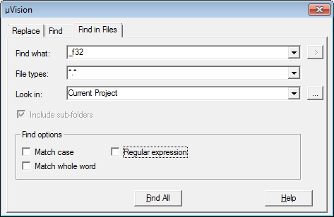 Find in Files Dialog