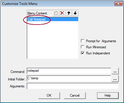 Configure Tools Menu