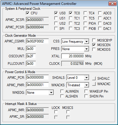 ［詳細な電力管理コントローラ］（Advanced Power Management Controller）ダイアログ